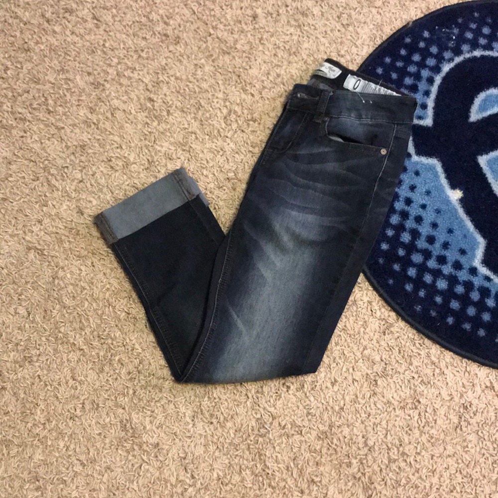 Dark blue mid calf jeans